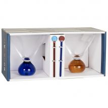 Cocktailgläser, Set aus 2 mit Rührstäben in Orange und Blau Stil modern Transparent Maisons du monde