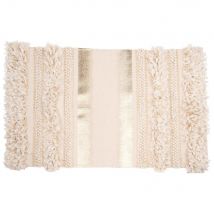 Cotton Rug with Gold Print Weave 50x80 exotic style - White Cotton - Maisons Du Monde