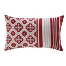 Cuscino da giardino rosso in tessuto stampato 30x50cm SAUBRIGES - Modello Country - - Polyester - Maisons du Monde