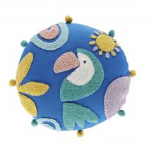 Cuscino da pavimento bambino stampa tucano blu, rosa, verde, giallo, Ø 70 cm - Modello Contemporaneo - Multicolore - Cotone - Maisons du Monde