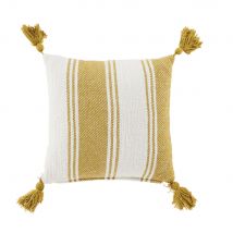 Cuscino écru e marrone con pompon 30x30 cm - Modello Esotico - Verde - Cotone - Maisons du Monde