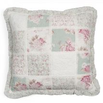 Cuscino in cotone con motivo stampato floreale con ricamo e pizzo 60x60 cm - Modello Country - Rosa - Maisons du Monde