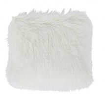 Cuscino in pelliccia ecologica di Mongolia bianca 45 cm x 45 cm - Modello Contemporaneo - Talpa - - Acrilico - Maisons du Monde