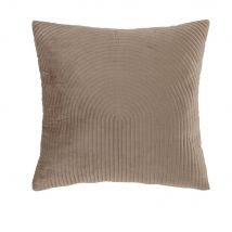 Cuscino in velluto marron glacé con motivi ricamati argentati 45 cm x 45 cm style classico chic - Argentato - Tessuto - Maisons Du Monde