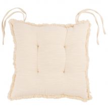 Cuscino per sedia in cotone e lurex con frange écru e dorato 40x40 cm - Modello Classico chic - Bianco - Maisons du Monde