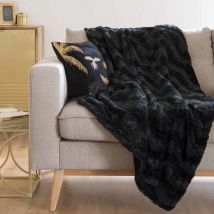 Decke aus Kunstfell, schwarz, 125x150 Stil exotic Zertifizierter Oeko-Tex Maisons du Monde