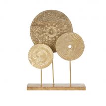 Deko-figur Mit 3 Mandala, Mattgold, H48cm Stil exotic - Beige - Holz - Festliche Dekoration - Maisons Du Monde