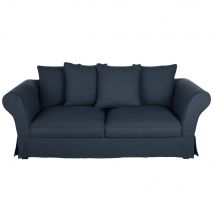 Divano letto 3/4 posti in lino blu notte, materasso 12 cm - Modello Country - - Maisons du Monde