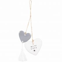 Dolomite ecru and blue heart pendants contemporary style - White - Maisons Du Monde