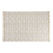 Ecru and beige cotton and jute rug 160x230cm exotic style - White , - Maisons Du Monde