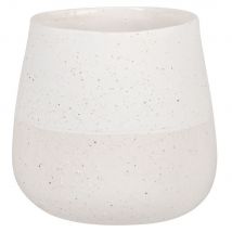 Ecru and white stoneware planter H15cm country style - White - Sandstone - Maisons Du Monde
