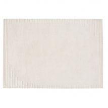 Ecru hand-tufted wool and cotton rug with knotted print 140x200cm contemporary style - White , - Maisons Du Monde