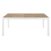 Extending Faux Teak Aluminium 8/12-Seater Garden Table L180/270 contemporary style - White - Metal - Maisons Du Monde