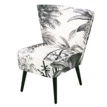 Fauteuil imprimé jungle noir et blanc style vintage - Tissu - Maisons Du Monde,150