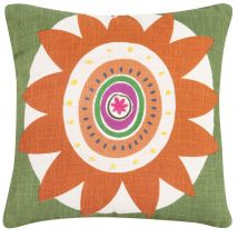 Fodera per cuscino in cotone con motivi ricamati multicolore e frange in iuta 40x40 cm - Modello Esotico - Maisons du Monde