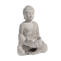 Fotofora Buddha in cemento H 19 cm SERENITE - Modello Esotico - Grigio - Maisons du Monde
