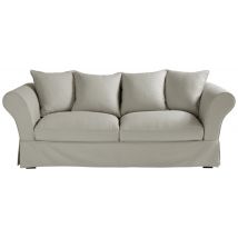 Funda para sofá fijo y convertible de 3/4 plazas (colchón de 6 cm) gris claro estilo rústico - Algodón - Maisons Du Monde