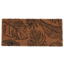 Fußmatte aus Kokosnuss-Faser mit Pflanzendruck, karamellfarben und schwarz, 25x55cm Stil exotic Braun Faser Maisons du monde