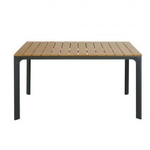 Garden table 4/6 people in charcoal grey aluminium and wood-effect composite L140cm contemporary style - Beige - Maisons Du Monde