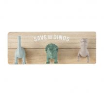 Garderobe mit den 3 Dinosaurier-Haken in den Farben Grau, Braun und Grün Kinder Maisons du Monde