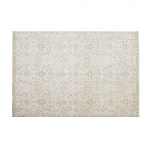 Gewebter Jacquard-Teppich aus Baumwolle mit Motiven, ecrufarben und goldfarben, 160x230cm Stil classic chic Weiß Maisons du Monde