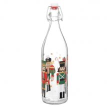 Glasflasche Mit Nussknackermotiv, Schwarz, Grün Und Rot, 1 L Weihnachtsdekoration - Maisons Du Monde