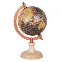 Globus aus Mangoholz in Gold, Schwarz und Braun Stil classic chic Maisons du Monde