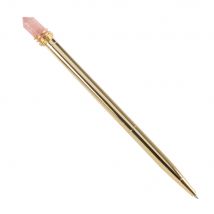 Gold metal and pink quartz pen contemporary style - Gold - Maisons Du Monde