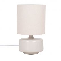 Grijze keramische lamp met ecru katoenen lampenkap stijl - hedendaags - Grijs Keramiek - Maisons Du Monde