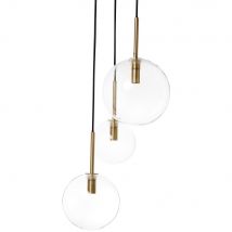 Hängelampe mit 3 Kugelschirmen aus transparentem Glas mit goldfarbenen Details Stil vintage Kristall Maisons du Monde