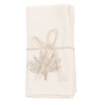 Handtücher aus Baumwolle mit besticktem Palmblattmotiv in Weiß und Gold 42X42 (x4) Stil exotic Maisons du Monde