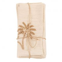 Handtücher aus texturierter Baumwolle mit aufgestickten Palmenmotiven, cremeweiß und kaffeebraun, 42x42cm, Set aus 4 Stil exotic Baumwolle Maisons du 