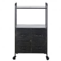 Industrial 4-drawer kitchen trolley in recycled black metal industrial style - Maisons Du Monde