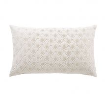 Kissen aus Dévoré-Samt mit geometrischem Muster, 30x50cm Stil vintage Beige Samt Maisons du monde