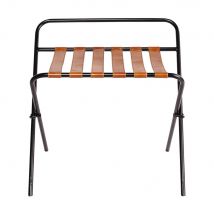 Klappbare Gepäckablage aus braunem Ziegenleder und schwarzem Metall Stil industrial Maisons du Monde
