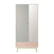 Kleiderschrank mit 2 Türen 1 weißen Schublade und Spiegel, weiß vintage Stil - Mehrfarbig - Spanplatte - Kinder - Maisons Du Monde