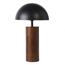 Lampada in legno di hevea con paralume in metallo nero - Modello Vintage - Marrone - - Maisons du Monde