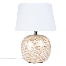 Lampada sferica in bambù e paralume bianco - Modello Classico chic - Grigio - Maisons du Monde