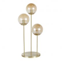 Lampe aus goldfarbenem Metall, 3 Lampenschirme aus bernsteinfarbenem Glas vintage Stil - Metall - Maisons Du Monde