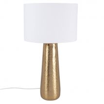 Lampe aus goldfarbenem Metall mit Lampenschirm aus weißer Baumwolle vintage Stil - Metall - Maisons Du Monde