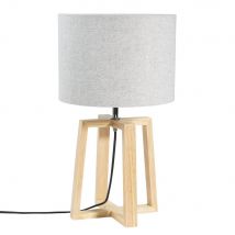Lampe aus Kautschukholz mit graue Lampenschirm Stil vintage Maisons du Monde