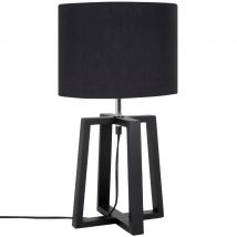 Lampe aus Kautschukholz mit Lampenschirm aus schwarzer Baumwolle Stil modern Maisons du Monde