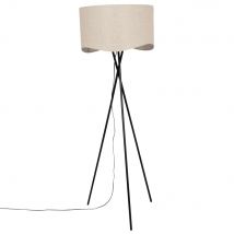 Lampe im Industrial-Stil aus schwarzem Metall mit Lampenschirm aus grauer Baumwolle Stil modern Weiß Metall Maisons du monde