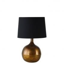 Lampe mit goldfarben patiniertem Metallfuß und schwarzem Lampenschirm exotic Stil - Metall - Maisons Du Monde