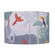 Lampenschirm für Hängelampen aus recyceltem Polyester mit Dschungel- und Tieraufdruck, D30cm Stil modern Mehrfarbig Kinder Maisons du Monde