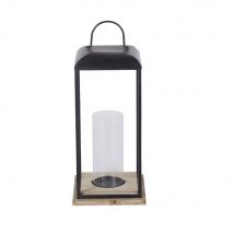Lantern in black metal and pine industrial style - Maisons Du Monde