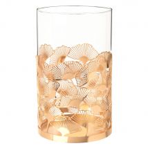 Laterne aus getöntem Glas mit Ginkgo-Blättern aus goldenem Metall Stil classic chic Maisons du Monde