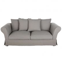 Leinen-Crinkle-Bezug für ausziehbares 3/4-Sitzer-Sofa (12 cm), hellgrau Stil classic chic Maisons du Monde