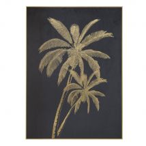 Leinwandbild aus schwarzer Wildlederimitation mit goldfarbenem Druck, 71x100cm exotic Stil - Holz - Maisons Du Monde