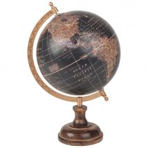 Mappamondo planisfero in legno di mango nero - Modello Contemporaneo - Marrone - - Carta - Maisons du Monde